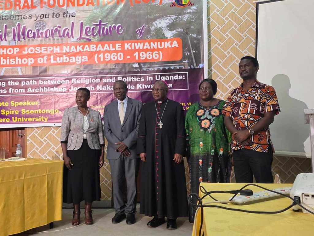 Chairperson, Lubaga Cathedral Foundation, Jane N. Mulemwa(PhD), Hon. Matia Kasaija, Archbishop Paul Ssemogerere, Owek. Christine Mugerwa Kasule, Dr. Jimmy Spire Ssentongo