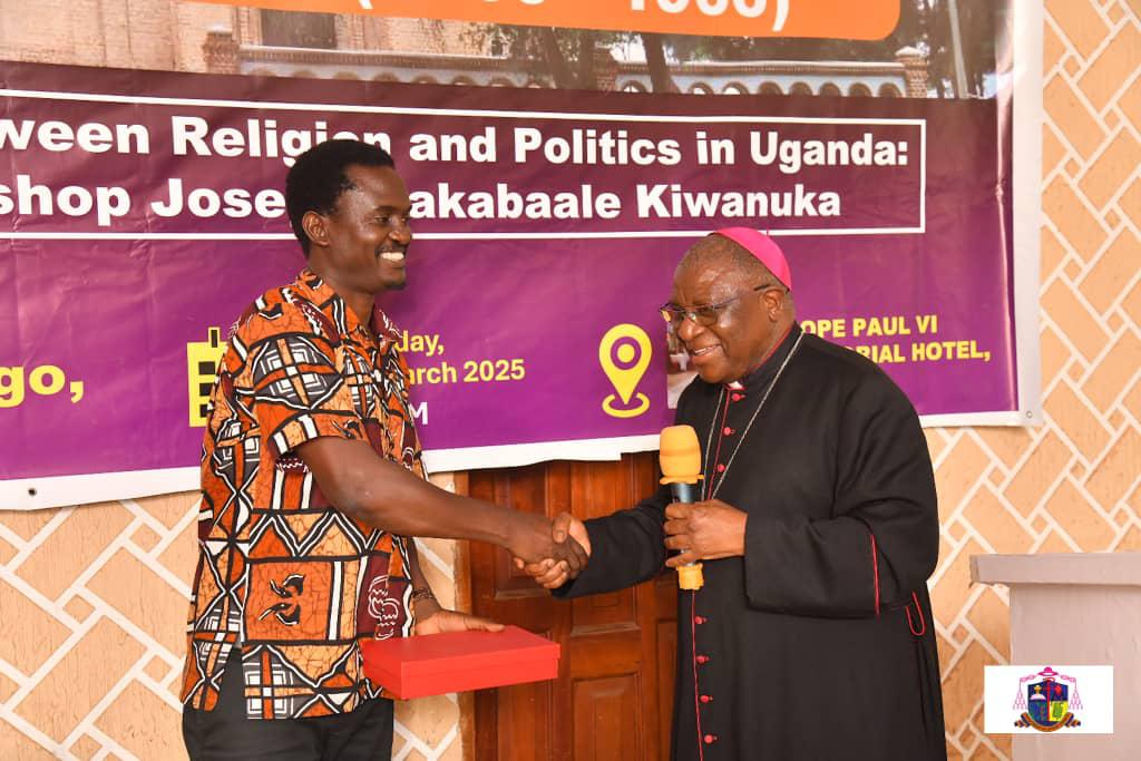 Archbishop Paul Ssemogerere appreciates the keynote speaker for delivering a wonderful lecture.